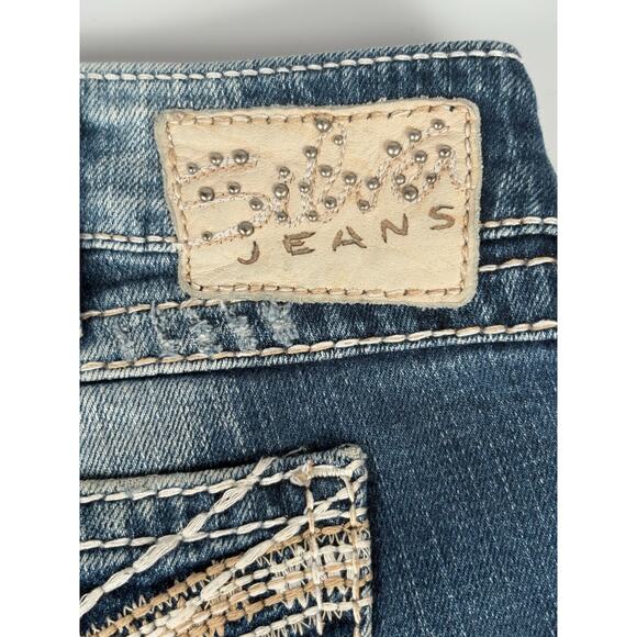 Silver Twisted Bootcut Jeans Womens 31x33 Low Rise Distressed Denim Flare Pants - Picture 7 of 12